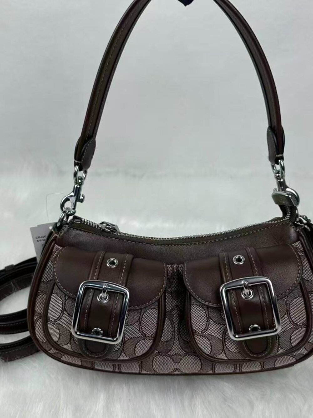COACH Ashton Bag In Signature Jacquard Shoulder/Crossbody CBJ00 Silver/Oak/Maple